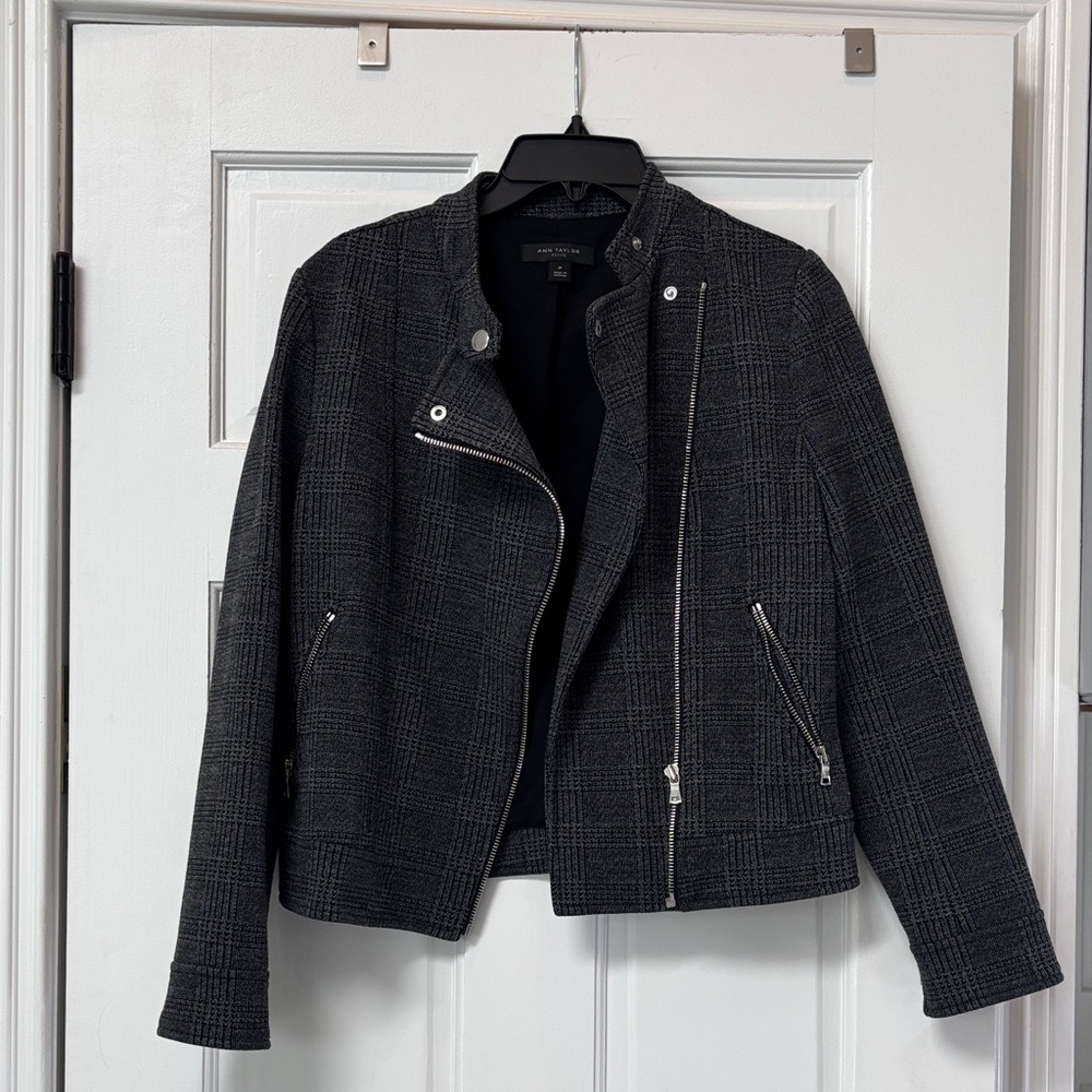 Ann Taylor Charcoal Plaid Blazer